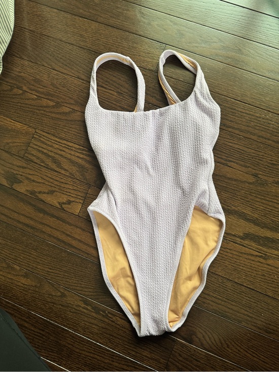 J. Crew Other - J. Crew Lilac Textured One-Piece Swimsuit with Yellow Lining